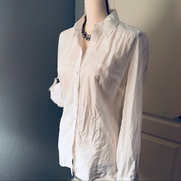 Ann Taylor Loft cotton shirt w/roll sleeves - L - Picture 4 of 6